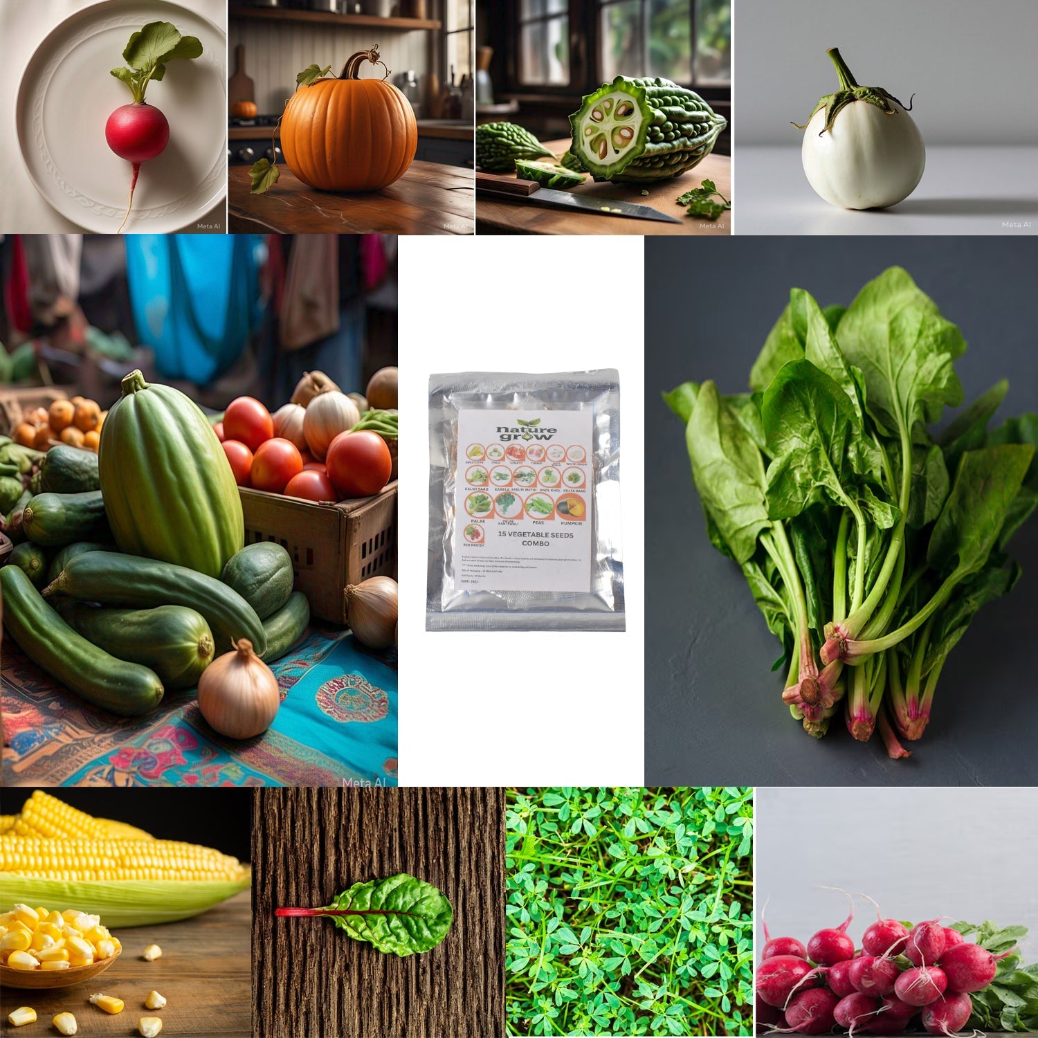 15 Varieties of Vegetable Seeds Combo (1 Pkt. / 15 Varieties) 15 Varieties of Vegetable Seeds Combo (1 Pkt. / 15 Varieties)